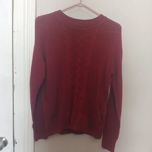 Banana Republic Red Crewneck Cable Knit Sweater